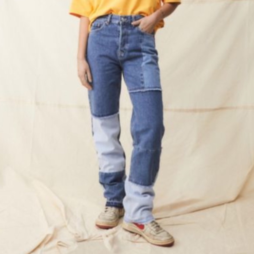 Pax High Waist Straight Leg Colorblock Jeans